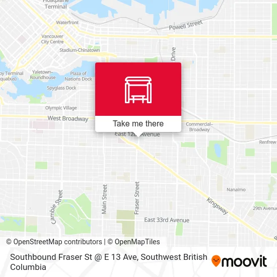 Southbound Fraser St @ E 13 Ave map