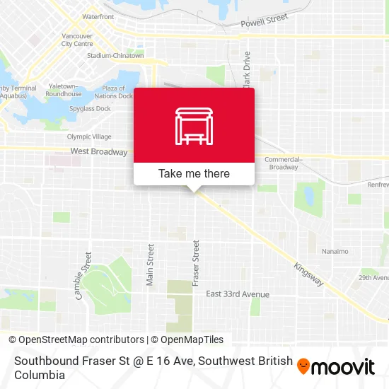 Southbound Fraser St @ E 16 Ave map