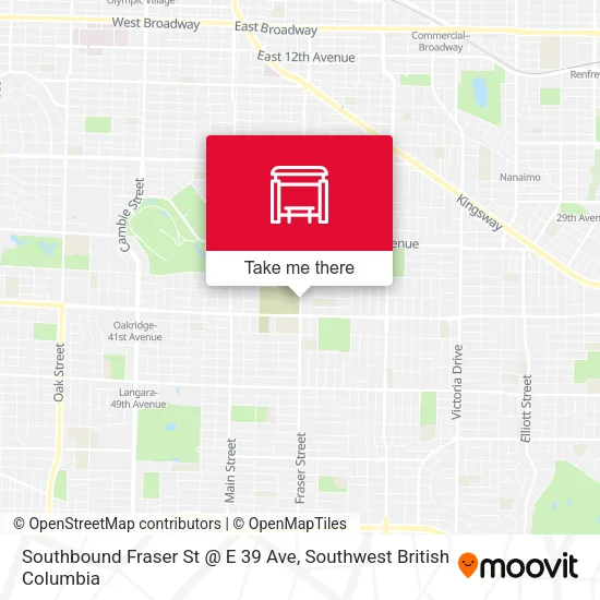 Southbound Fraser St @ E 39 Ave map