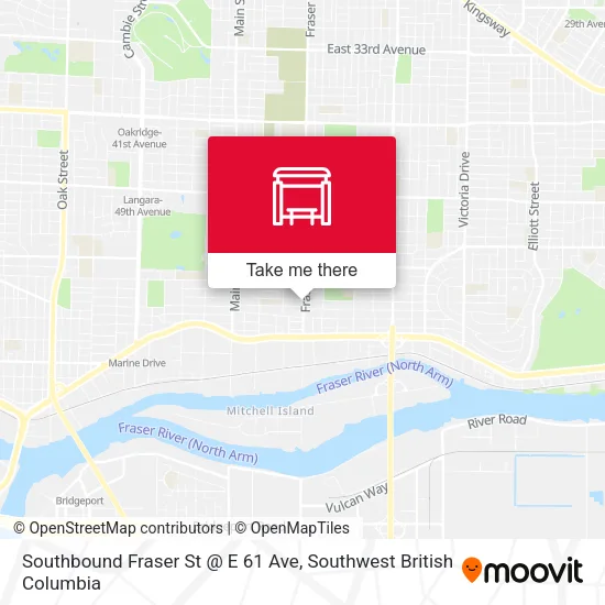 Southbound Fraser St @ E 61 Ave map