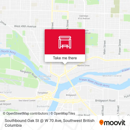 Southbound Oak St @ W 70 Ave map