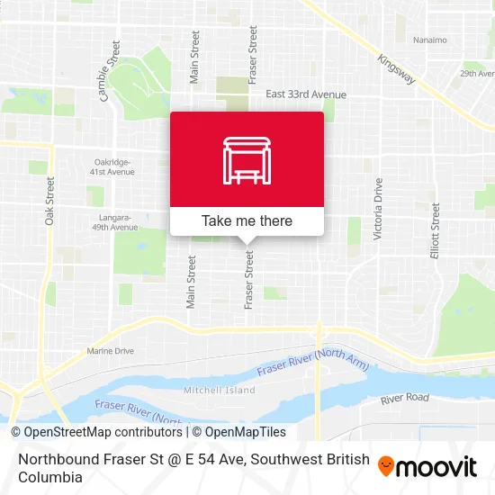 Northbound Fraser St @ E 54 Ave map
