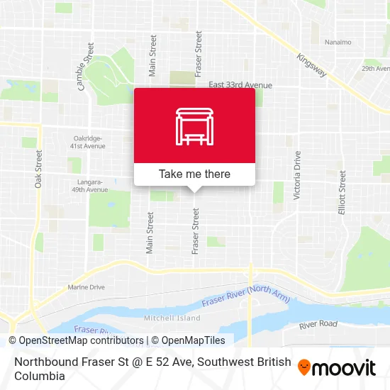 Northbound Fraser St @ E 52 Ave map