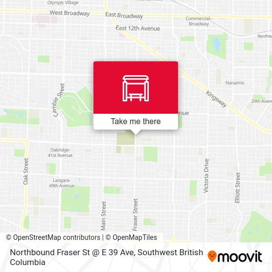 Northbound Fraser St @ E 39 Ave map