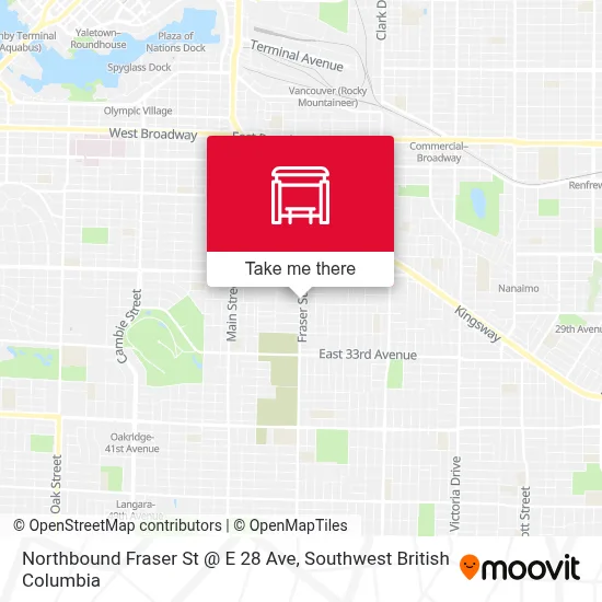 Northbound Fraser St @ E 28 Ave map