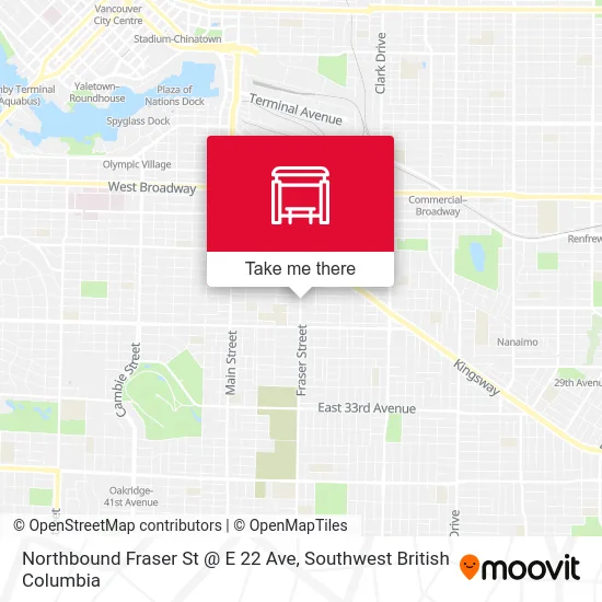Northbound Fraser St @ E 22 Ave map