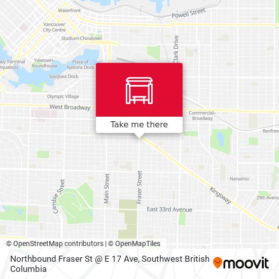 Northbound Fraser St @ E 17 Ave map