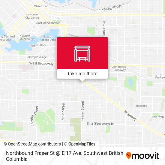 Northbound Fraser St @ E 17 Ave map