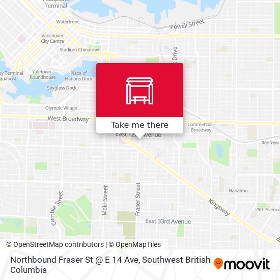 Northbound Fraser St @ E 14 Ave map