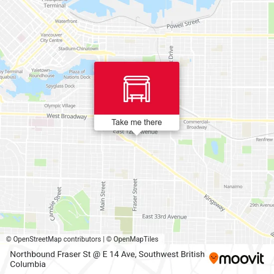 Northbound Fraser St @ E 14 Ave map