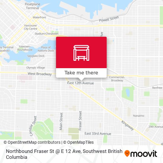 Northbound Fraser St @ E 12 Ave map