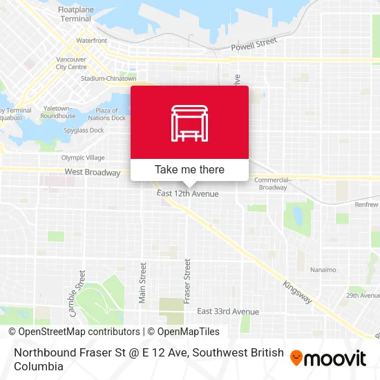 Northbound Fraser St @ E 12 Ave map