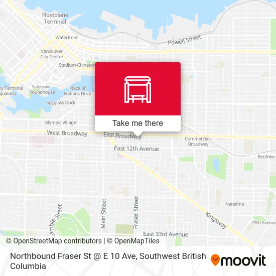 Northbound Fraser St @ E 10 Ave map