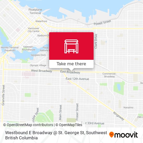 Westbound E Broadway @ St. George St map