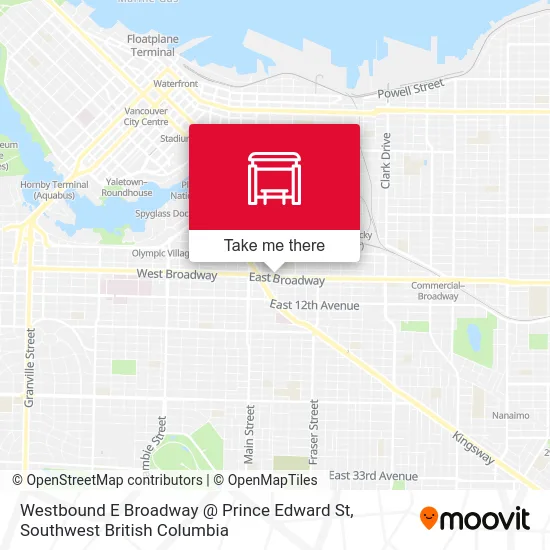 Westbound E Broadway @ Prince Edward St map