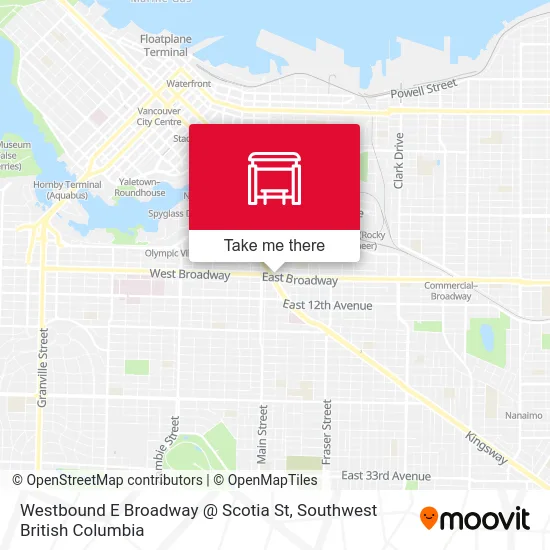 Westbound E Broadway @ Scotia St map