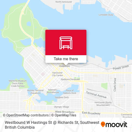 Westbound W Hastings St @ Richards St map