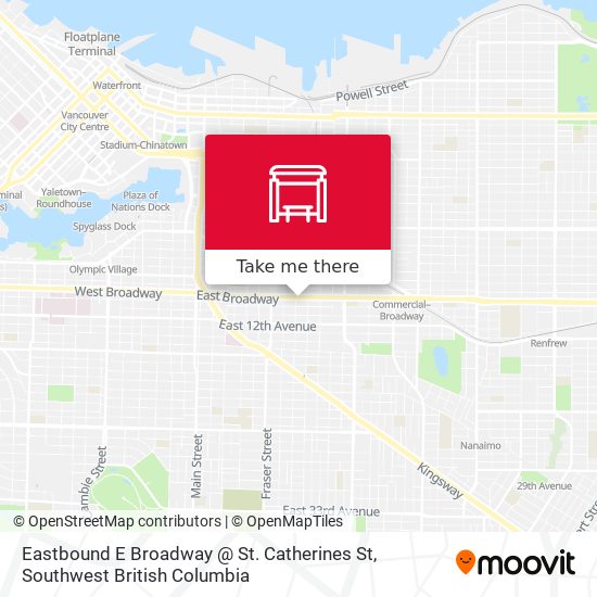 Eastbound E Broadway @ St. Catherines St map