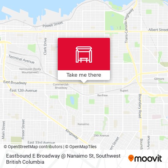 Eastbound E Broadway @ Nanaimo St map