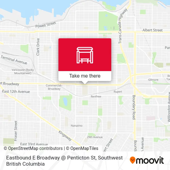 Eastbound E Broadway @ Penticton St map