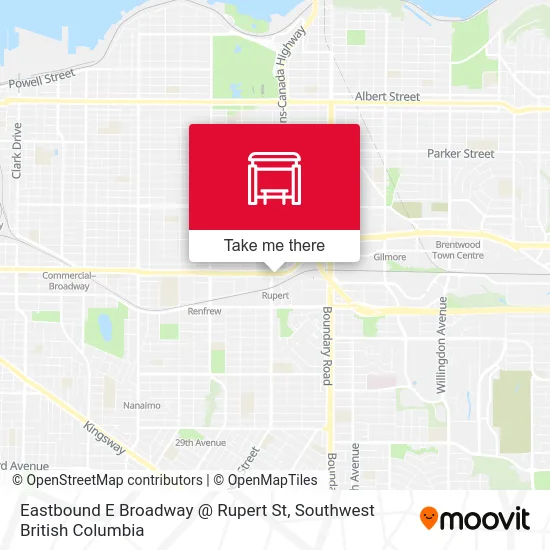 Eastbound E Broadway @ Rupert St map