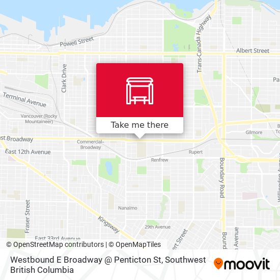 Westbound E Broadway @ Penticton St map