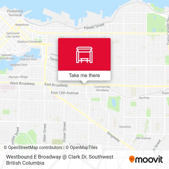 Westbound E Broadway @ Clark Dr map