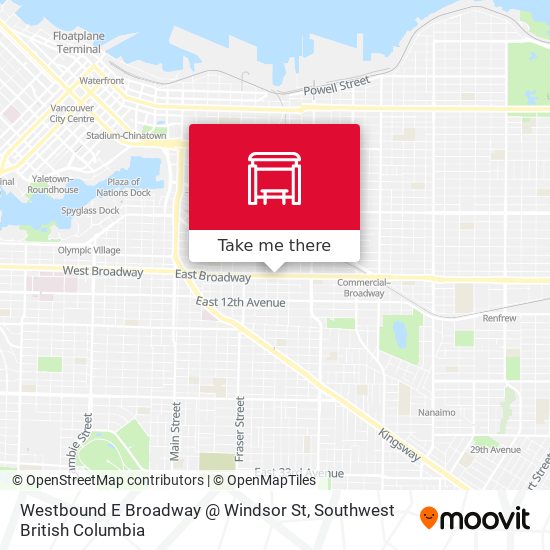 Westbound E Broadway @ Windsor St map