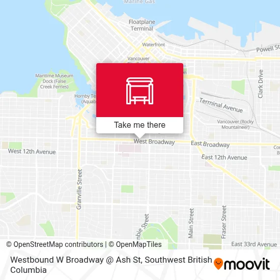 Westbound W Broadway @ Ash St map