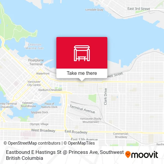 Eastbound E Hastings St @ Princess Ave plan