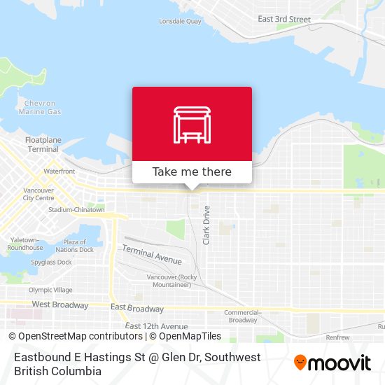 Eastbound E Hastings St @ Glen Dr map