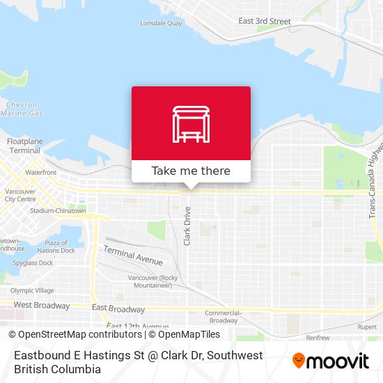Eastbound E Hastings St @ Clark Dr map