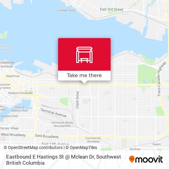 Eastbound E Hastings St @ Mclean Dr map