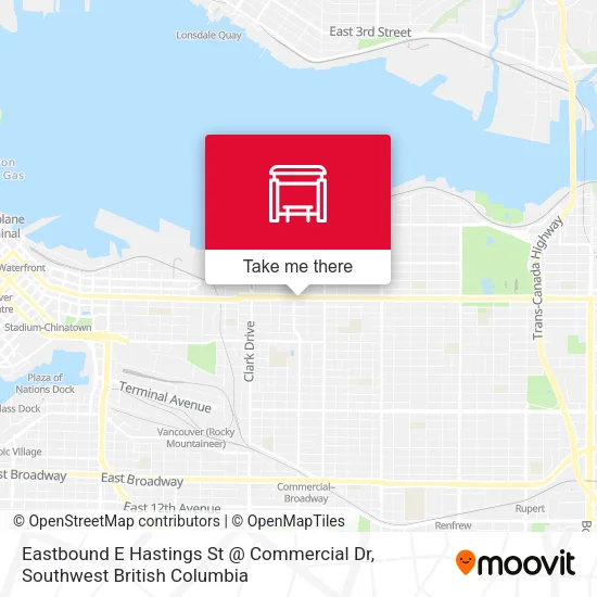 Eastbound E Hastings St @ Commercial Dr plan