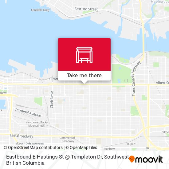 Eastbound E Hastings St @ Templeton Dr map