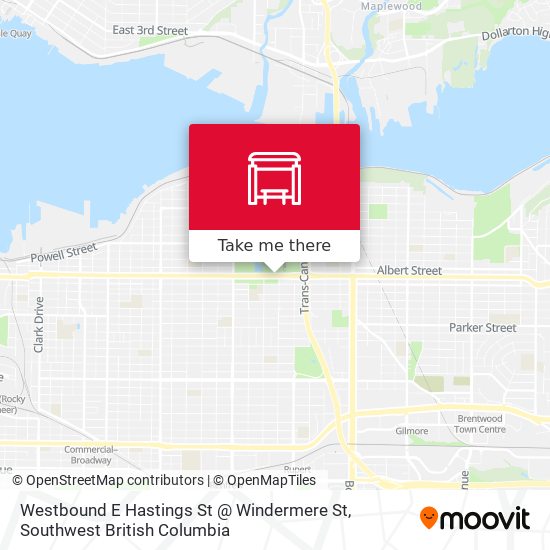 Westbound E Hastings St @ Windermere St map