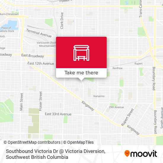 Southbound Victoria Dr @ Victoria Diversion map