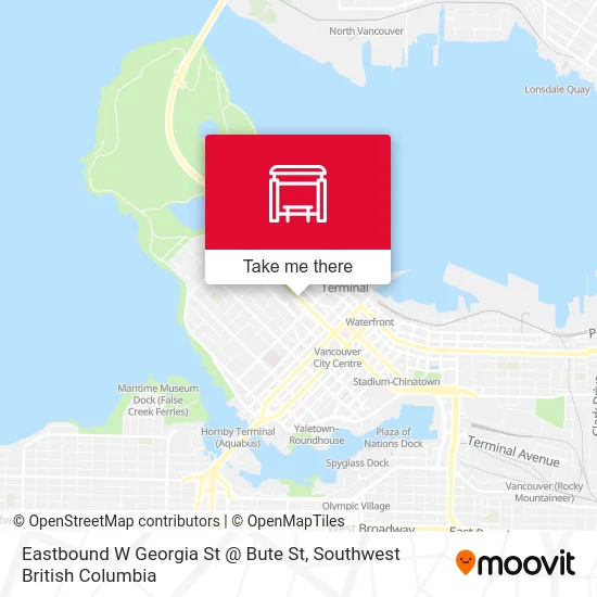 Eastbound W Georgia St @ Bute St map