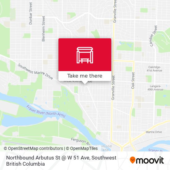 Northbound Arbutus St @ W 51 Ave map