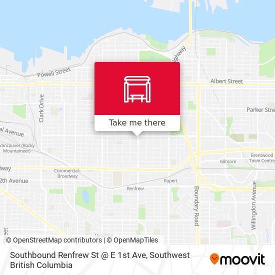 Southbound Renfrew St @ E 1st Ave map