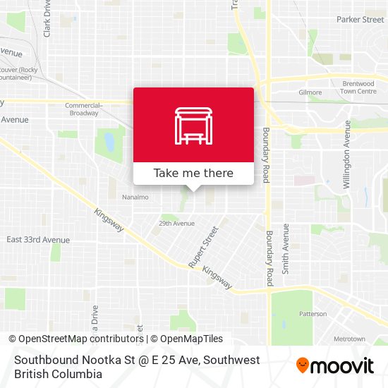 Southbound Nootka St @ E 25 Ave map