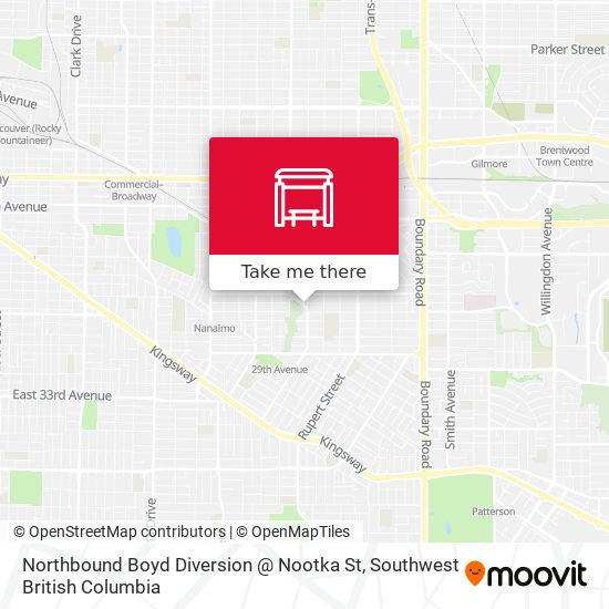 Northbound Boyd Diversion @ Nootka St map