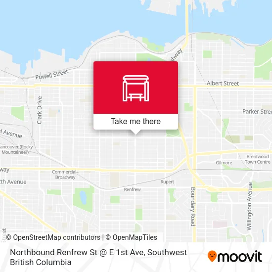 Northbound Renfrew St @ E 1st Ave plan