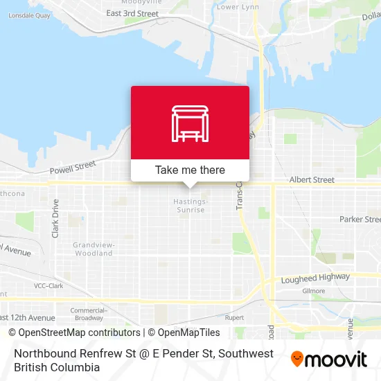 Northbound Renfrew St @ E Pender St map