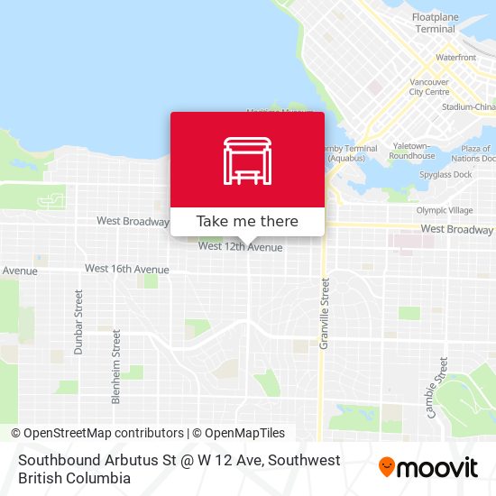 Southbound Arbutus St @ W 12 Ave map