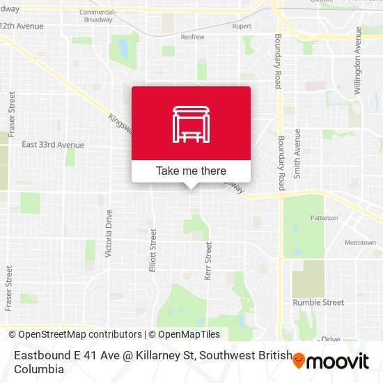 Eastbound E 41 Ave @ Killarney St map