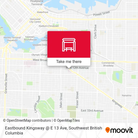 Eastbound Kingsway @ E 13 Ave map