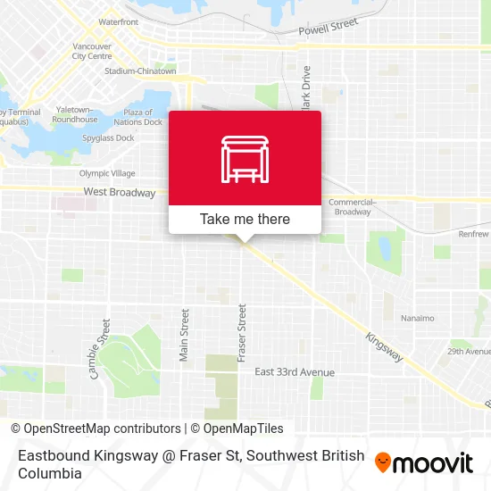Eastbound Kingsway @ Fraser St map