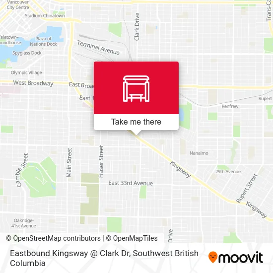 Eastbound Kingsway @ Clark Dr map