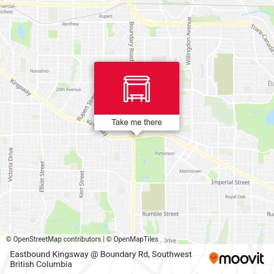 Eastbound Kingsway @ Boundary Rd map